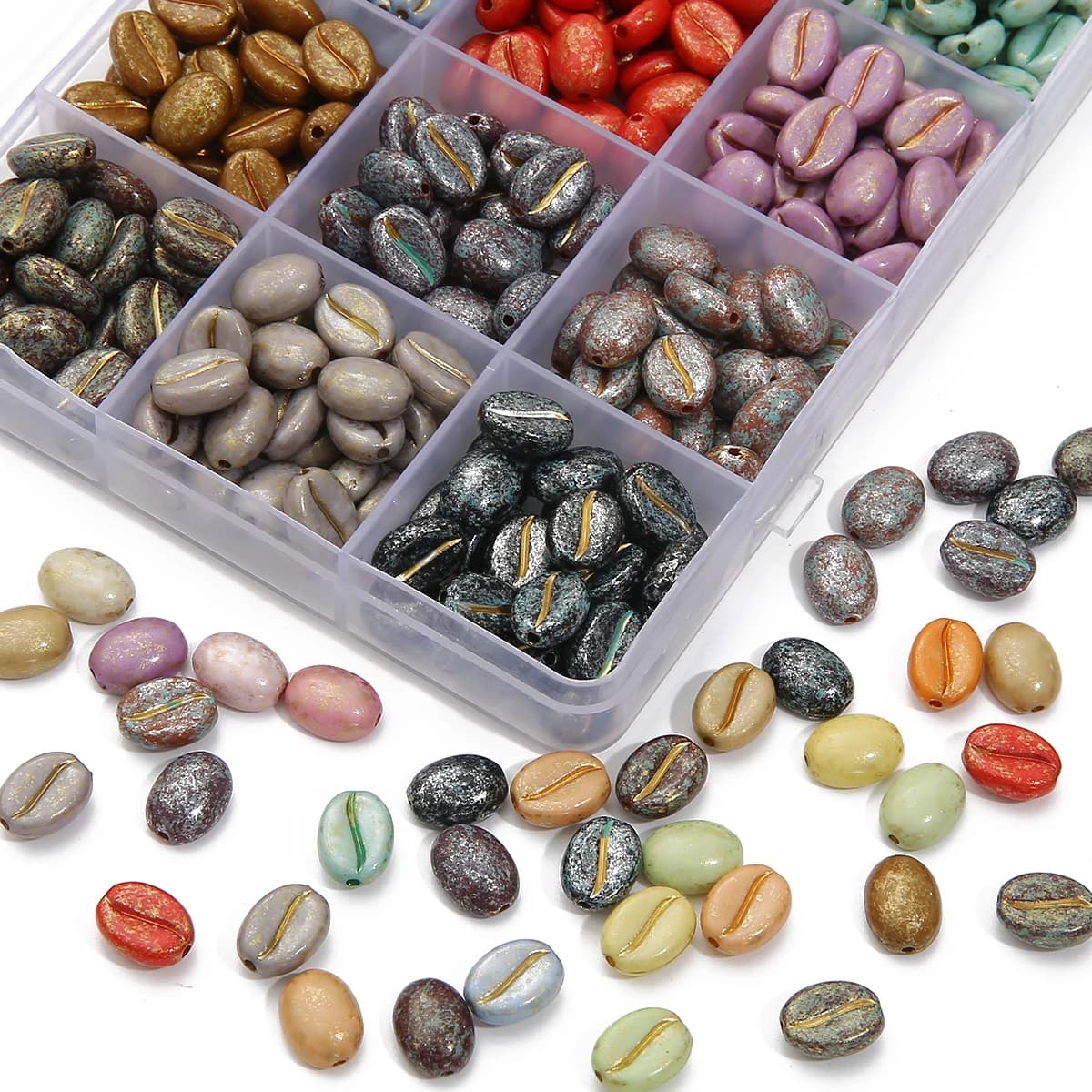 20/50pcs 8x10mm Hand Paint Acrylic Coffee Bean Beads Loose Beads for Necklace Bracelet Earrings DIY Jewelry Making Accessories