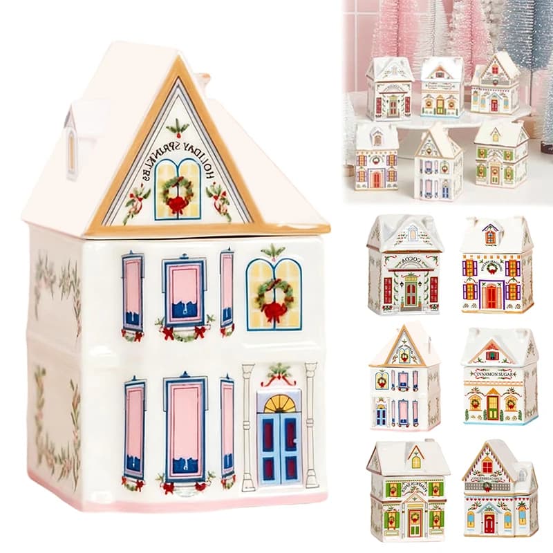 Set casa delle spezie del villaggio delle vacanze 2. Set di spezie per villaggio di Natale, figurine in resina in miniatura per decorazioni per la casa delle vacanze