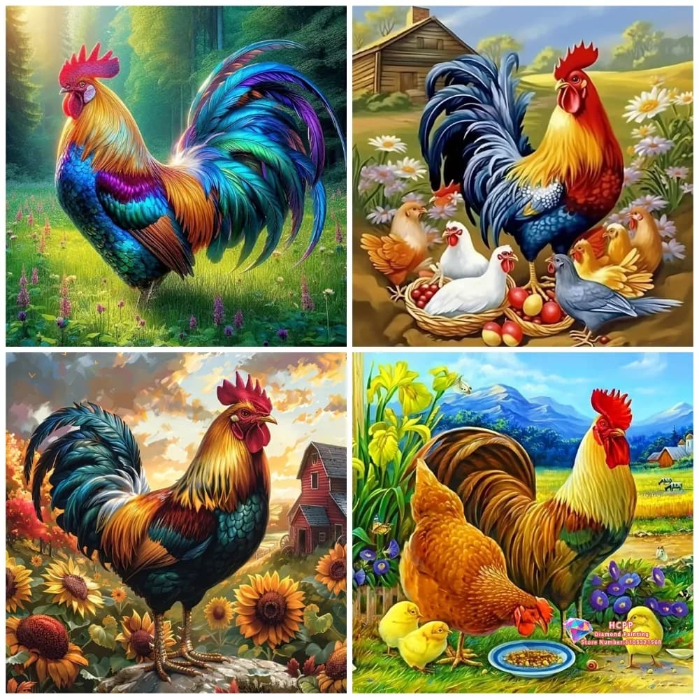 Set di pittura diamantata 5D fai da te con motivo pastorale di galline, ricamo a punto croce, regalo artigianale fatto a mano, decorazione per la casa