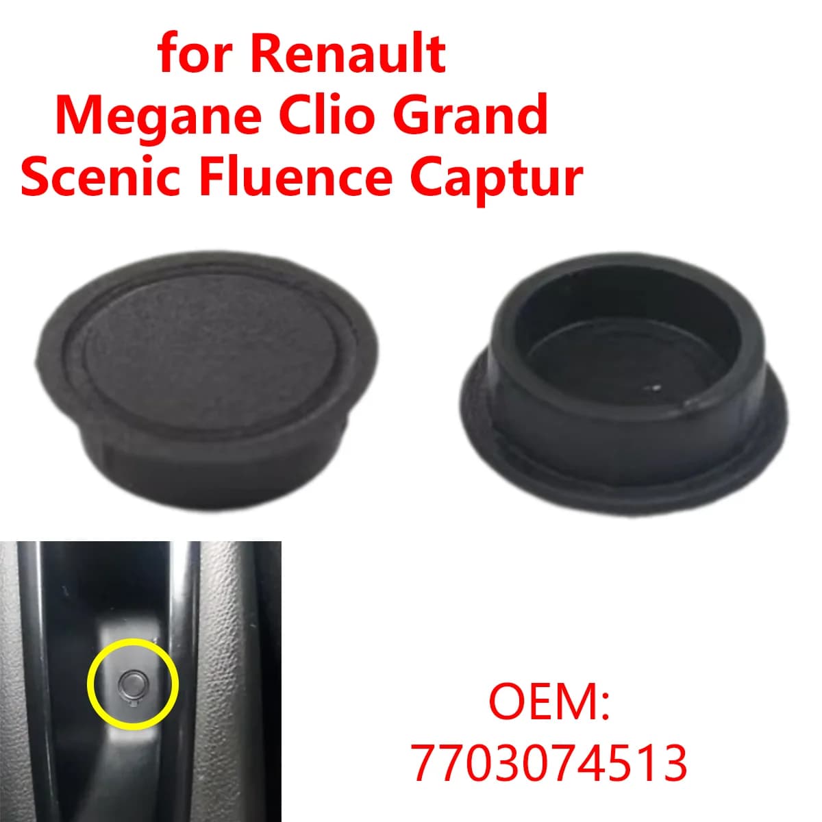 2/4 pezzi 7703074513 maniglia interna per porta auto scatola di immagazzinaggio vite dado tappo tappo antipolvere per Renault Megane Clio Grand Scenic Fluence
