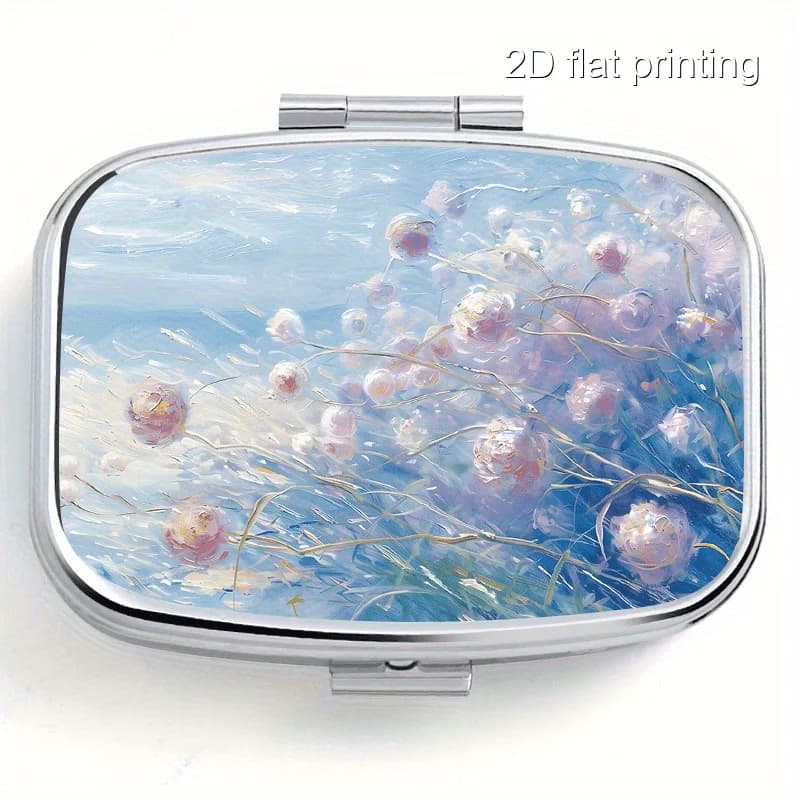 Single-piece packaging, the Lakeside Dandelion portable pill box is a small storage box for daily use, featuring a two-compartment design, used for storing medication, with flat printing