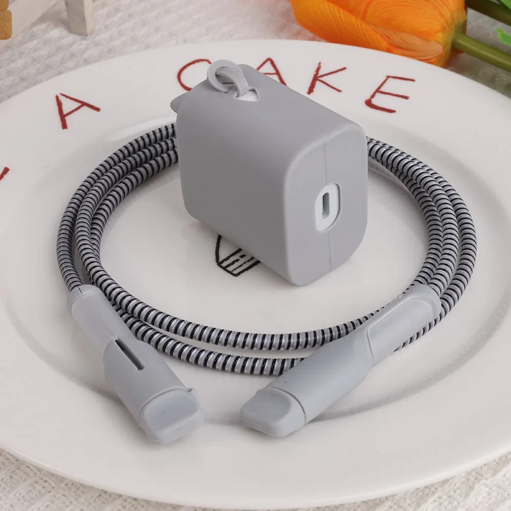 For iPhone 20W Charger Head Protection USB Data Cable Refill Plug Line Protection 18w Cable Protection Silicone Case
