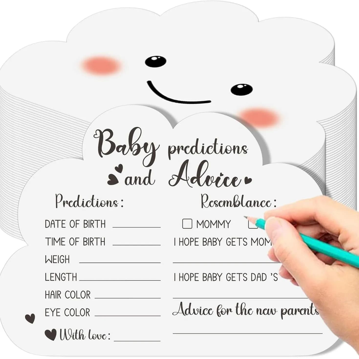 20 fogli di carta da vota a tema per rivelare il genere, predizioni sul nuvola arcobaleno, suggerimenti per la decorazione della festa di compleanno della baby shower