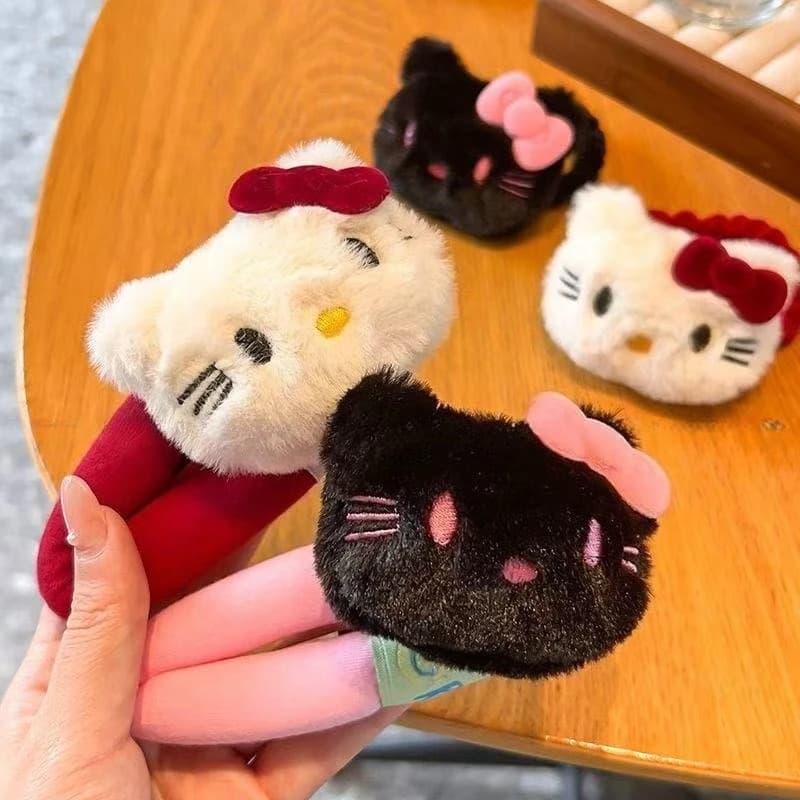 Fermagli per Capelli Hello Kitty alla Moda, Grandi Fiocchi Soffici in Peluche, Mollette BB per Donne e Bambini