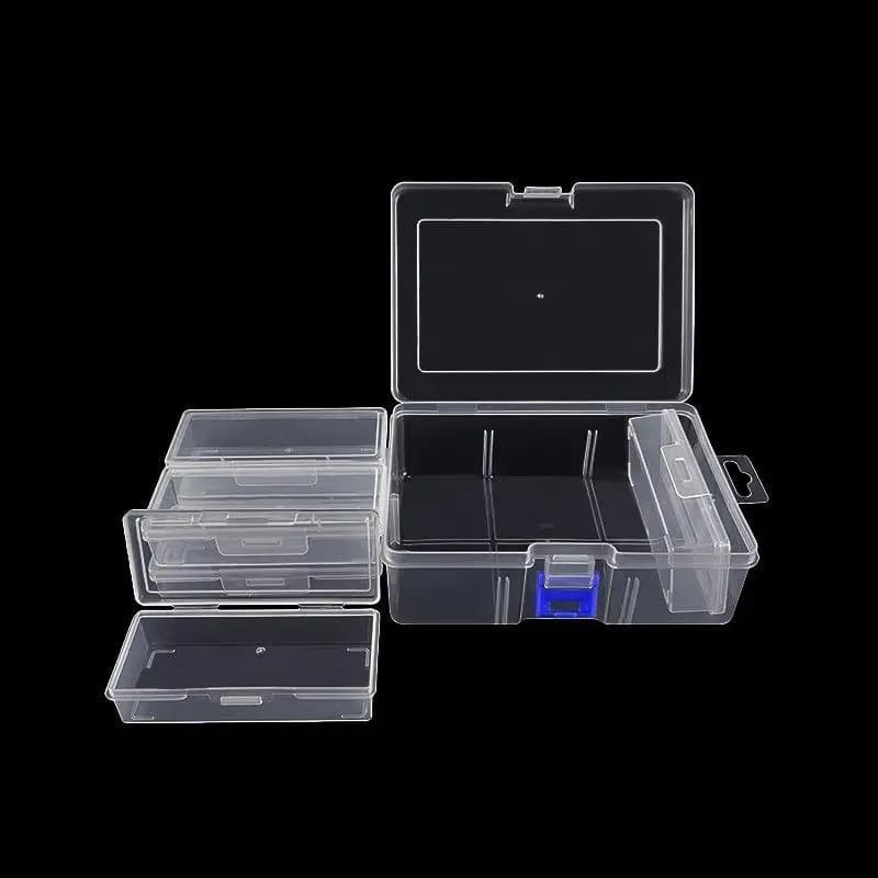 Scatola portaoggetti fai-da-te per perline e semi, organizer rettangolare trasparente in plastica per gioielli e accessori per unghie