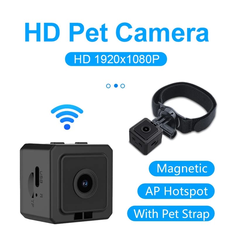 Domestic Pets Camera, Pocket Magnetic Camera, Intelligent Mini Camera, Wireless Recorder for Walks with Dogs and Cats