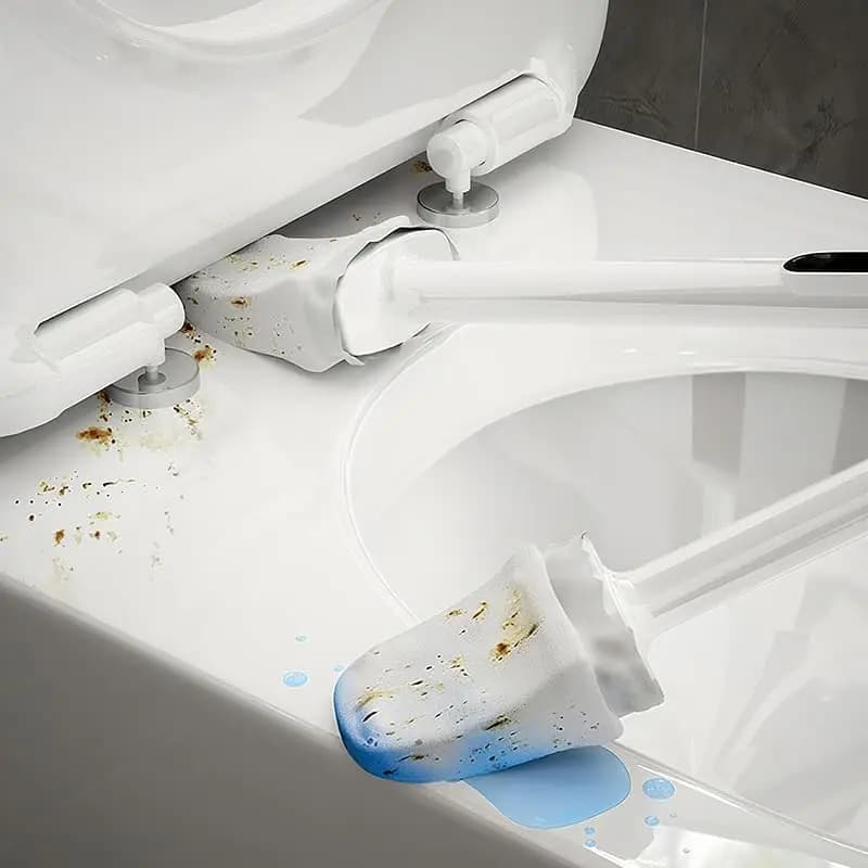 Set di spazzole per WC in silicone da 1 pezzo con supporto Design flessibile per riporre asciugamani di carta Pulizia ad alta efficienza Manico lungo a parete
