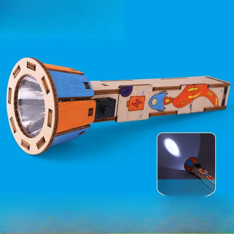 Kit torcia in legno fai-da-te Esperimento educativo di scienza fisica Progetto elettronico assemblato a mano per bambini Giocattolo regalo creativo