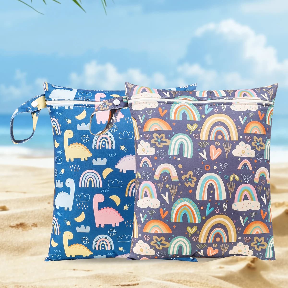Elinfant 2 pieces waterproof hanging bag for diapers, changing bags, travel bag, beach, swimming pool, wet and dry bag for swimsuits