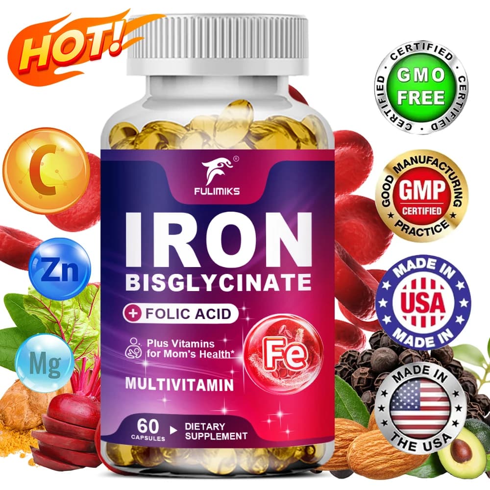 Iron supplement with CoQ10, Metilcobalamina B12, Folic Acid – Delicate on the stomach, energy and immune support