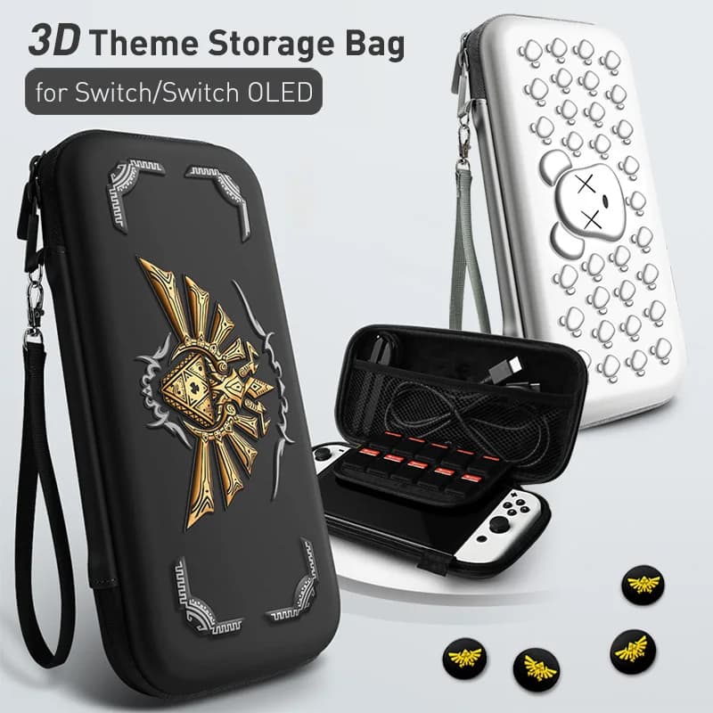 Borsa portaoggetti a tema 3D per Nintendo Switch Custodia rigida da trasporto portatile Impermeabile NS Switch Accessori di gioco OLED