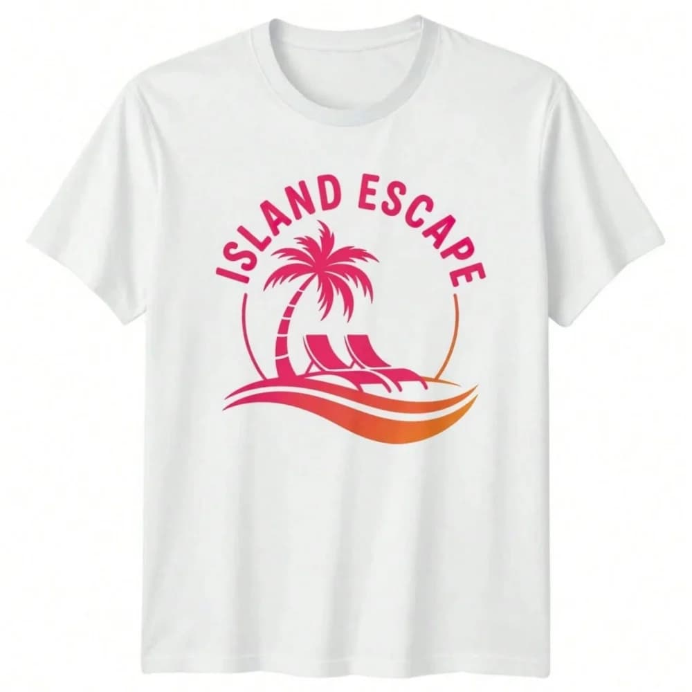 Island Escape Beach Vacation Travel Mens T-Shirt Womens Tee Graphic Unisex Top