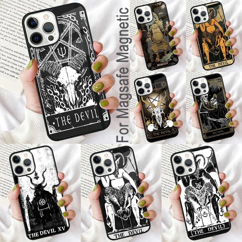 Tarocchi Il Diavolo Custodia morbida per telefono per iPhone 17 Air 16e Pro max 15 Pro 13 14 Plus 11 12 MagSafe Coque magnetica