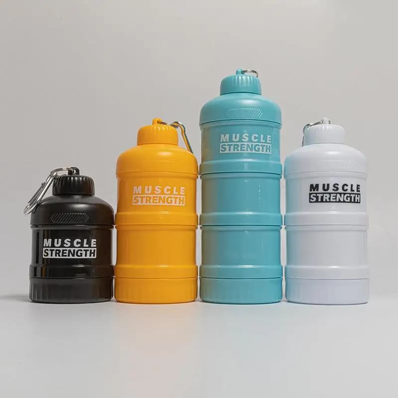 Portable Powder Protein Container, Bodybuilding Nutritional Supplements, Shaker Fitness, American Style Plastic Bottle