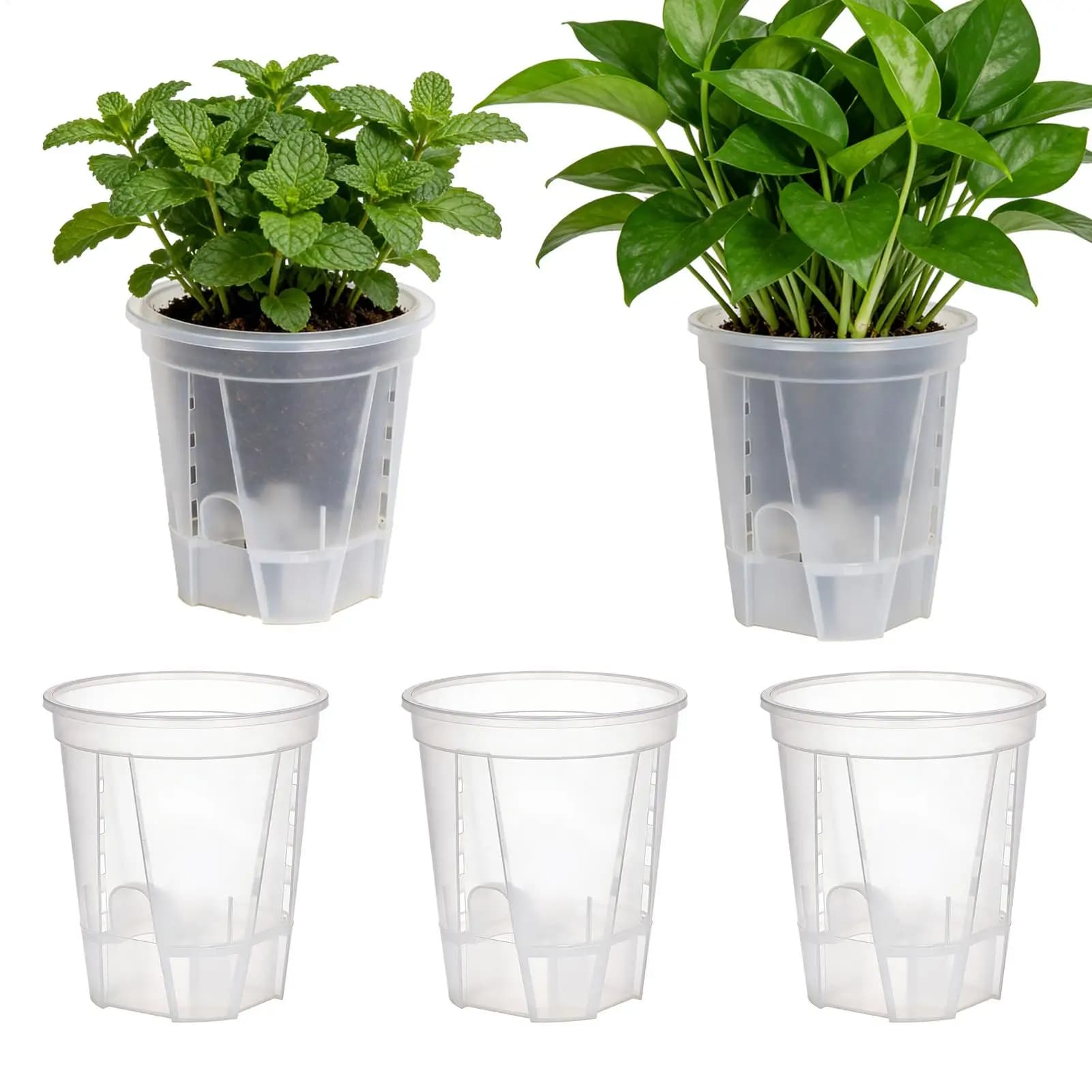 Self Watering Pots 5 Pcs Orchid Planter with Drainage Hole Soilless Hydroponic Nursery planter for Indoor Plants Seed Starting