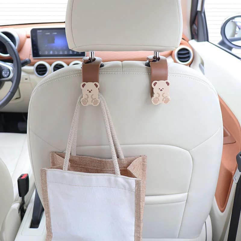 2 simpatici orsacchiotti di cartone animato, seggiolini auto con piccoli ganci sul retro, sedili multifunzionali, accessori per auto