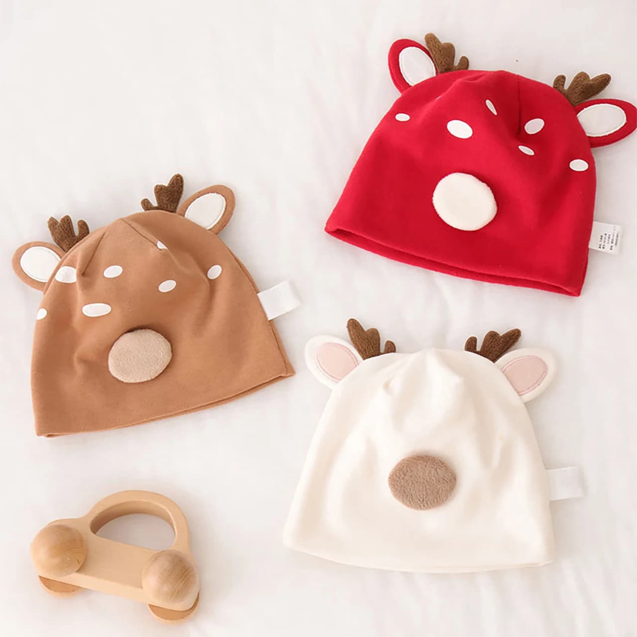 Cute Little Deer Baby Fetal Hat Soft Cotton Newborn Beanie Spring Autumn Warm Kids Pullover Cap 0-3Month Infant Christmas Hats