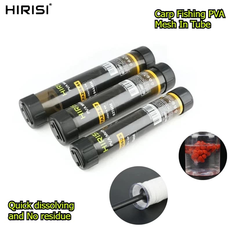 HIRISI 25/37/44mm Pesca alla carpa PVA Mesh in tubo, 5M per esche da pesca a dissoluzione rapida Pesca alla carpa Feeder Accessori per la pesca