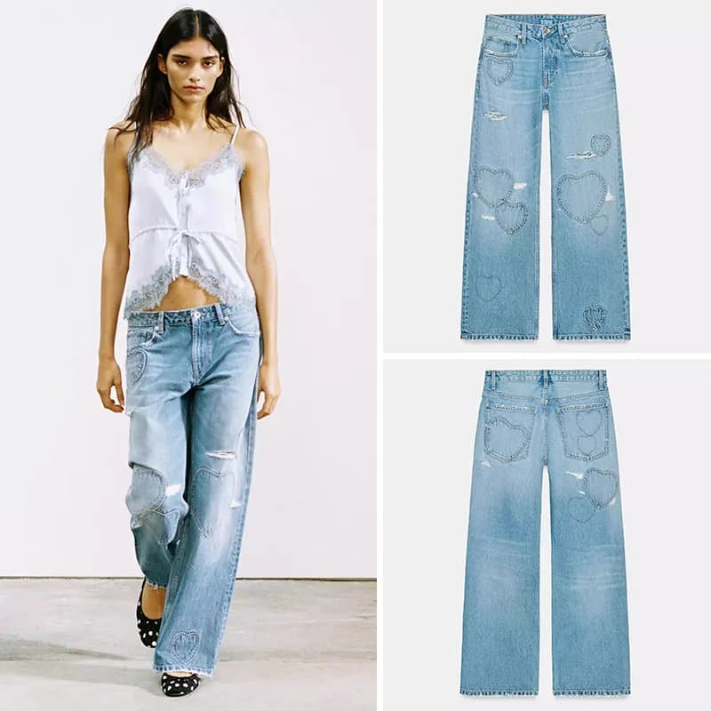 Nuovi Jeans Primaverili da Donna, Stile Boyfriend a Vita Media, Comodi e Versatili con Dettaglio a Cuore, Pantaloni Lunghi Casual