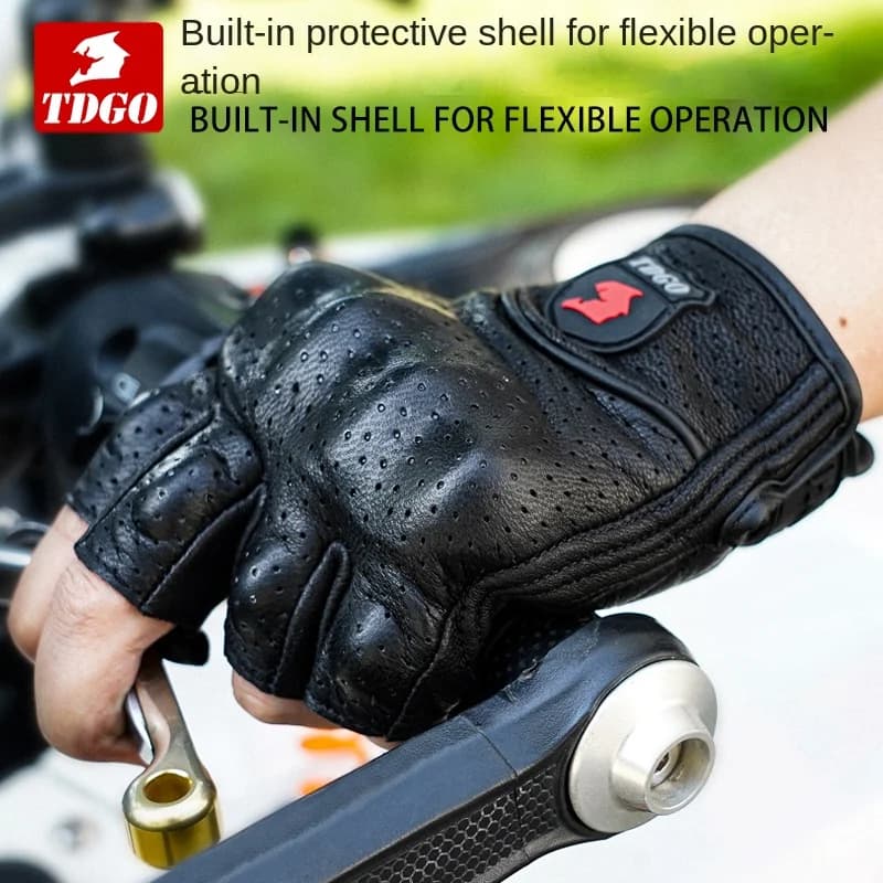 Guanti senza dita per Moto estivi accessori guanti mezze dita traspiranti in pelle di capra sport equitazione Motocross Moto
