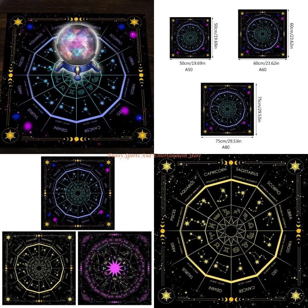 C4DE 50x50cm Tarot Card Tablecloth Flannel Geometric Figure Divination Altar Cloth Board Game Oracles Card Pad Runes Support