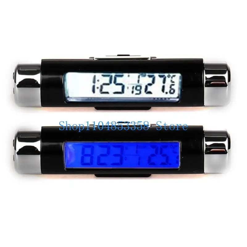 652F Orologio da auto Termometro Display LCD digitale Luminoso Orologio con presa d sul cruscotto