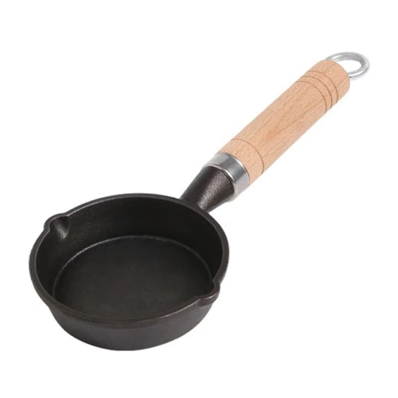 Mini pan with uniform heating, non-stick coating, small cast iron eggs pan for home, camping, travel