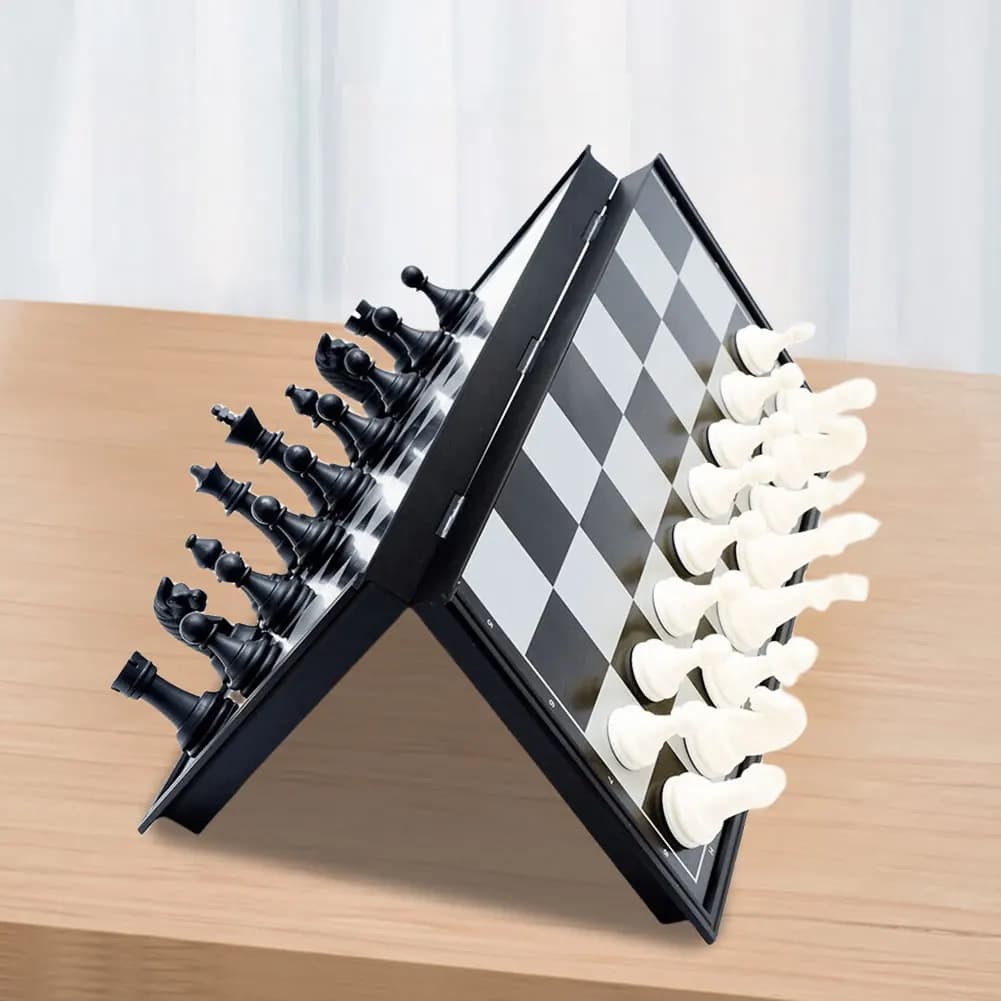 Plastic Chessboard Game 19.5*19.5cm International Chess Game Foldable Chess Board Gift for Adult Kids Beginner