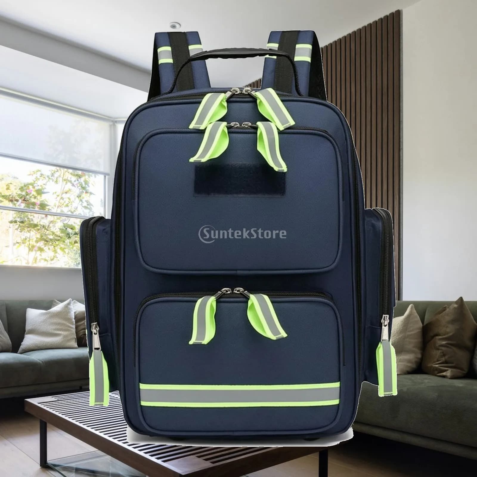 First Aid Backpack Structured First-Aid Backpack Emergency Medical Bag Water-Resistant Medical Bag with Shoulder Straps Empty