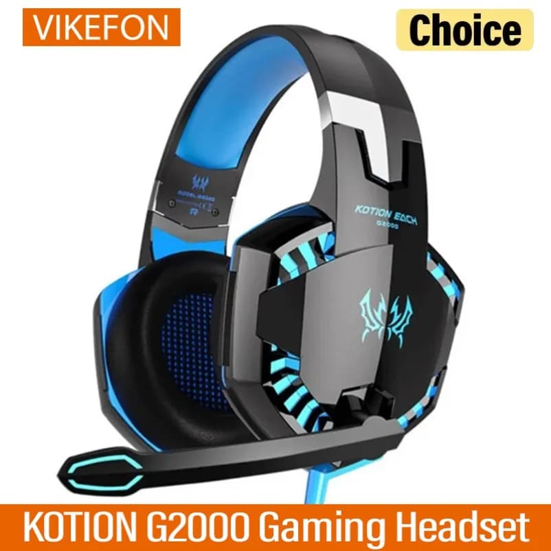 KOTION G2000 Wired Over Ear Gaming Headphone Stereo Deep Bass LED Glowing Gaming Headset With Microphone For PS4 PS5 Xbox PC
