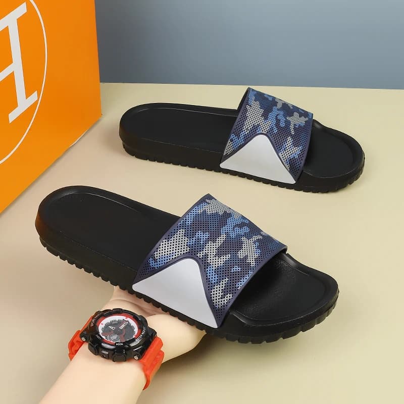 Designer Slippers for Men Fashion Flat Slides Mens Womens Slide Sandal Black Blue Camouflage Flat Gear Sole Luxury