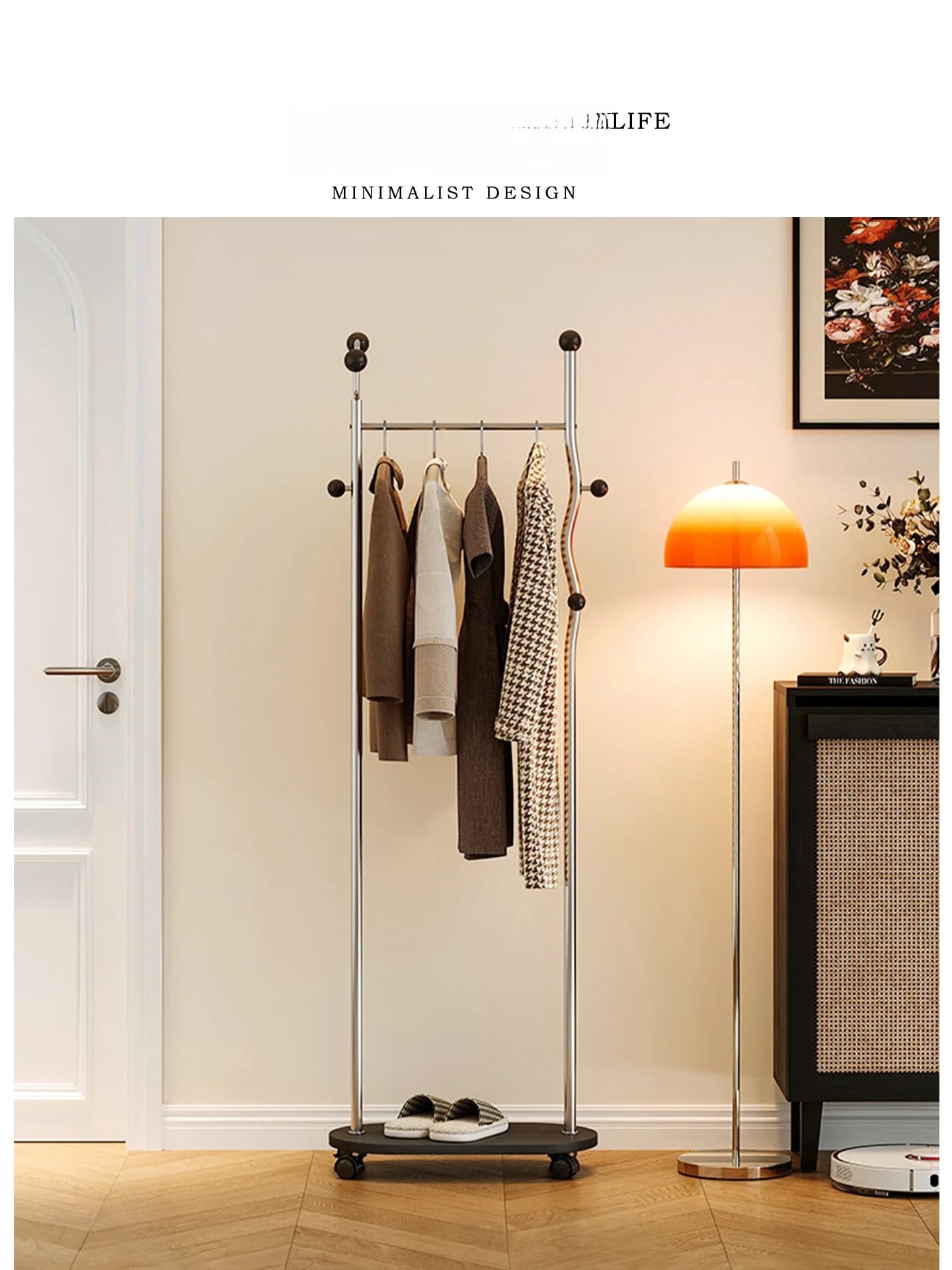 Tlife Simple Wood Clothes Hanger Bedroom Home Use Storage Rack Nordic Style Floor Standing Closet Organizer