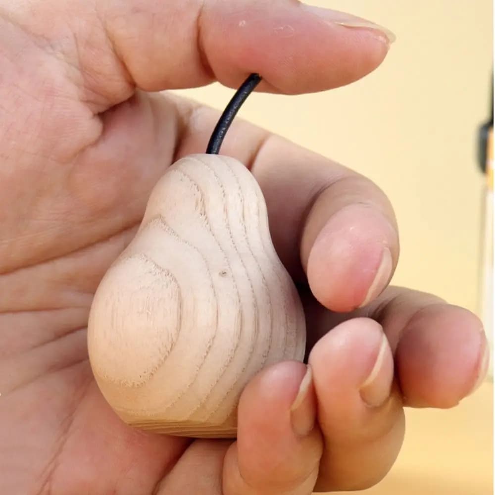 2 pezzi miniature in legno diffusore di pera di neve fatto a mano statua di pera in legno naturale fai da te carino scultura di pera artificiale ornamento da scrivania