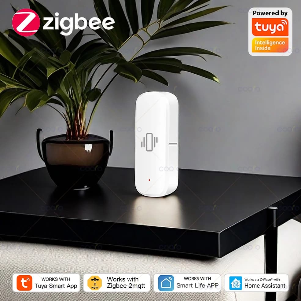 Smart ZigBee Vibration Sensor App Monitor Home Security Alarm Shock Alarm Movement Support Tuya Smart Life Zigbee2 MQ