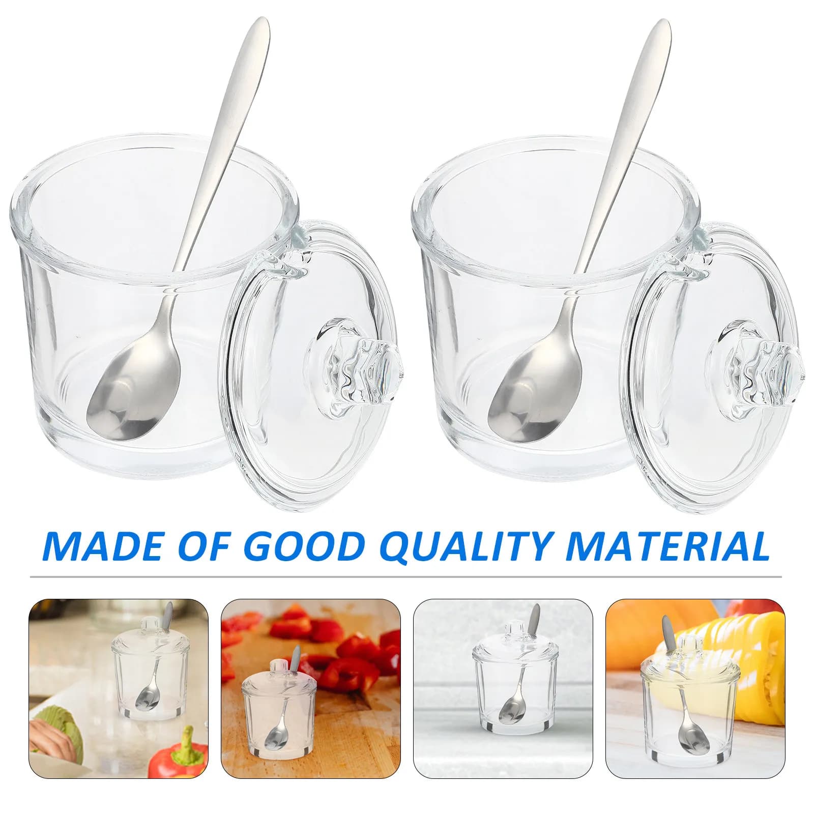 Set di 2 Barattoli Premium in Vetro per Spezie, Contenitori Trasparenti per Condimenti con Coperchi Ermetici per Conservare Sale, Peperoncino e Spezie in Cucina