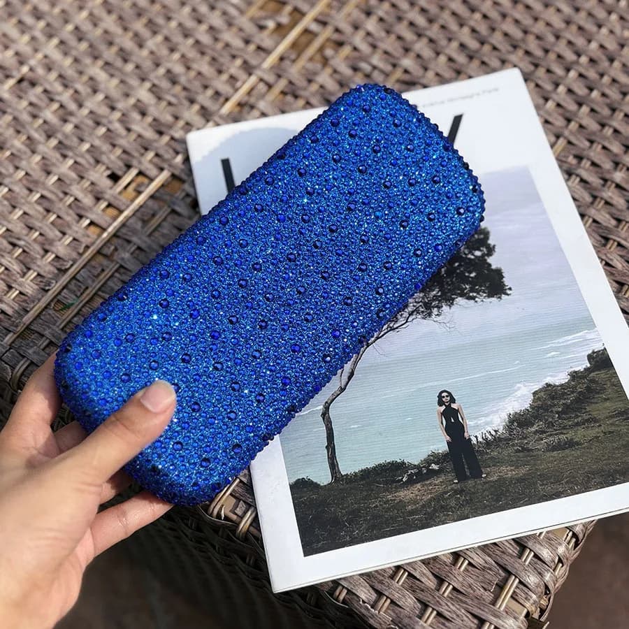 Borsa a scatola di lusso con diamanti, alla moda, semplice, personalizzata e brillante, borsa a mano, borsa da sera.