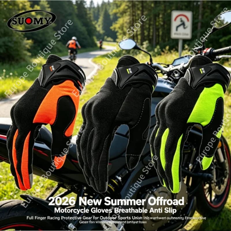 Guanti da moto fuoristrada estivi 2026 NUOVI, traspiranti, antiscivolo, a dita intere, protettivi da corsa per sport all'aperto, unisex