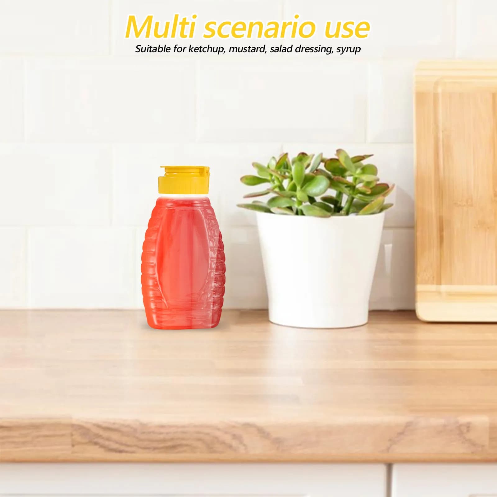 Set di 2 Bottiglie e Barattoli per Miele con Dosatore Controllato, Coperchio Ribaltabile Antigoccia, Contenitori per Condimenti, Sciroppi, Olio, Aceto e Salse