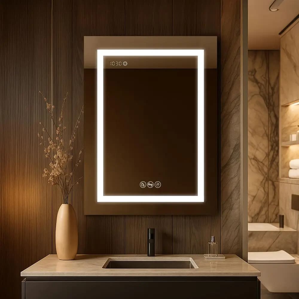 Armadietto Portamedicinali a LED con Specchio, 24x32 pollici, Armadietto Portamedicinali da Bagno Illuminato, Antiappannamento, Specchio Trucco 3X da Incasso