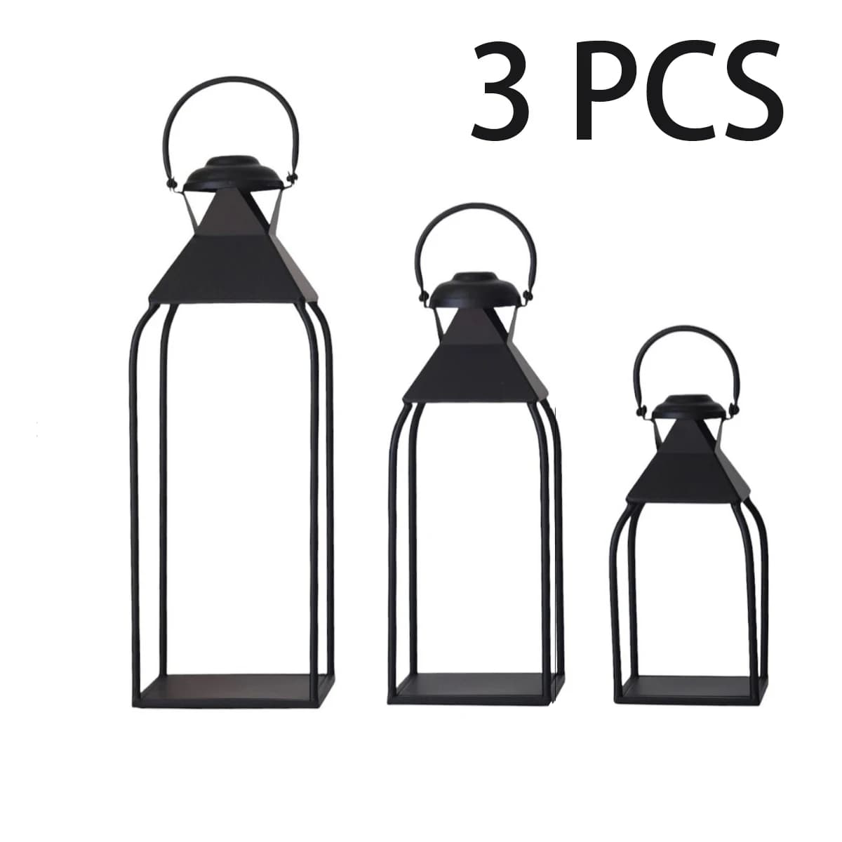 3 Piece Metal Decorative Lanterns Wallet for interior and exterior for porch, patio, fireplace, wedding, Christmas, autumn, holidays,