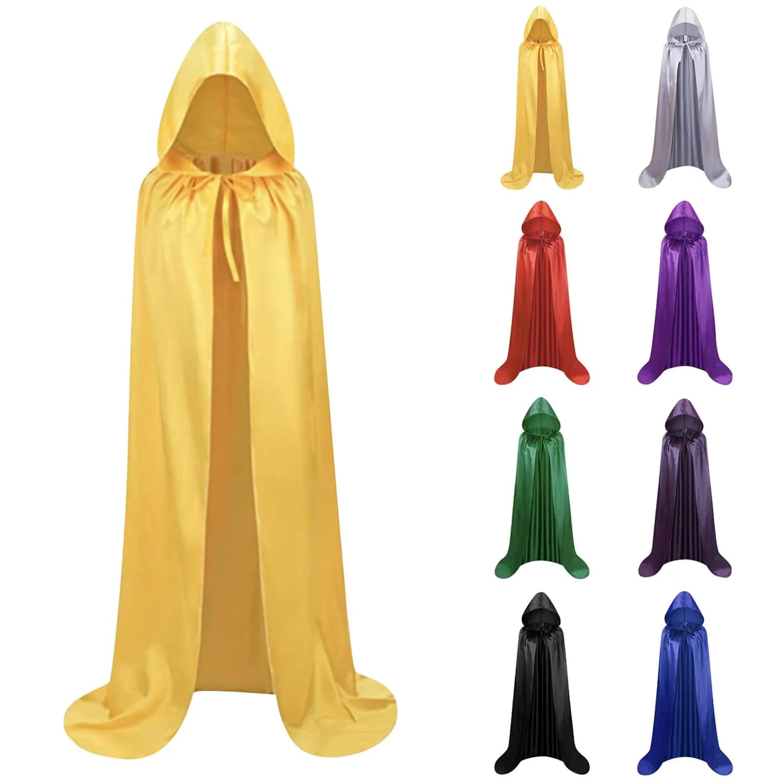 Medieval Wizard Vampire Solid Color Cloak Cosplay Costume Witch Hooded Cloak Carnival Party Dress Up Cape for Adult and Kid