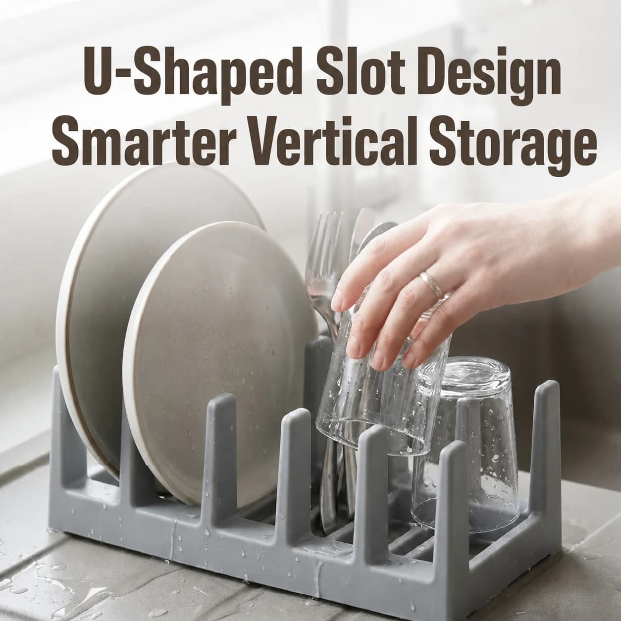 Vertical Storage Rack Safe Pp Plastic Storage Organizer Plate And Lid Holder Sturdy Kitchen Draining Rack For Cookware Display