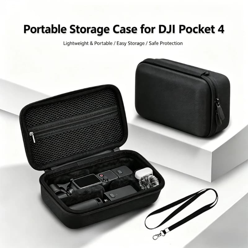 DJI Osmo Pocket 4 accessories transport case, PU leather compact protective bag for DJI Pocket 4 Creator Combo