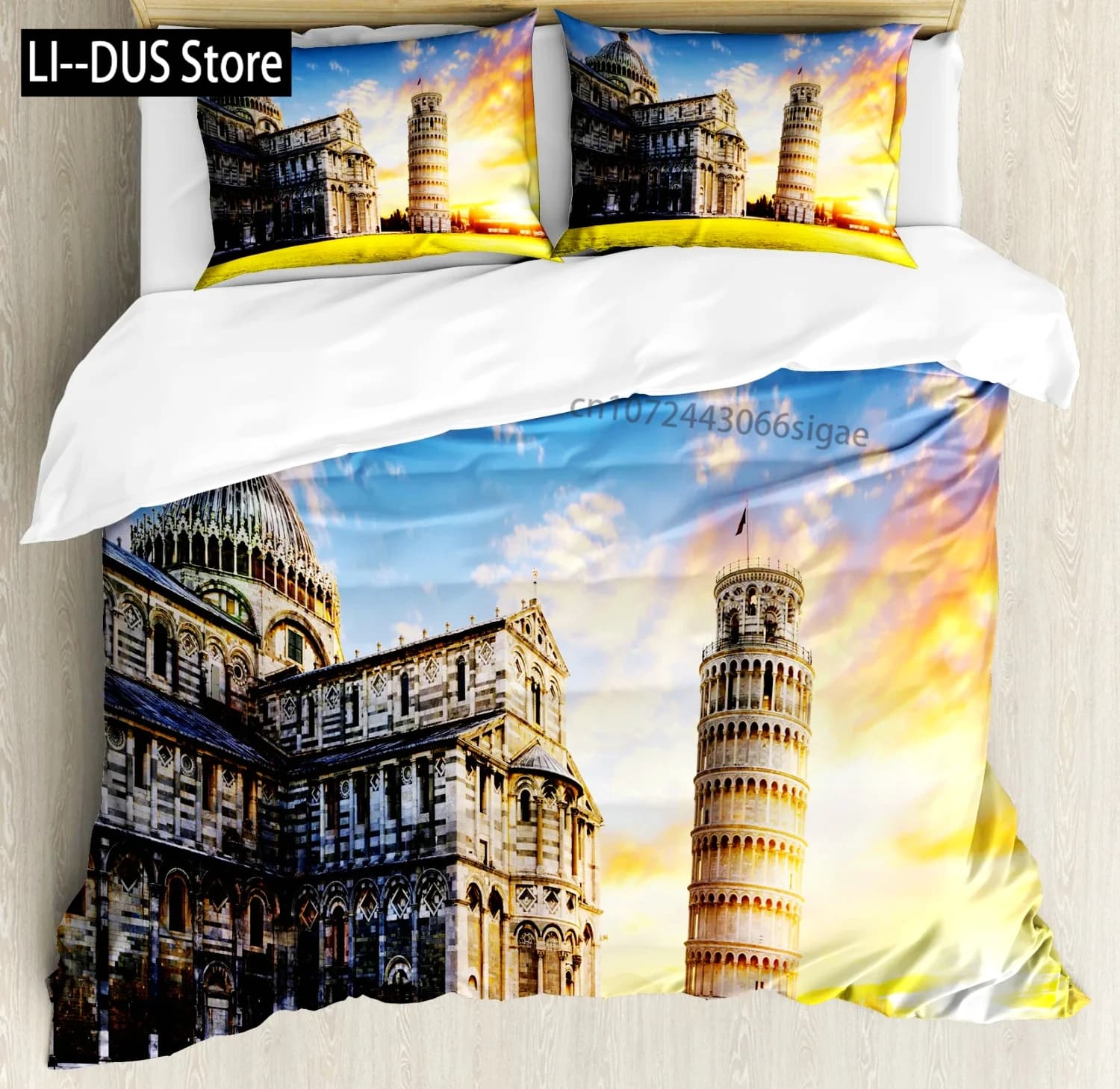 Copripiumino italiano Queen/King/Full Size per bambini Set di biancheria da letto per adulti in microfibra italiana Roma Venezia Pisa Tower Toscana Pizzas View