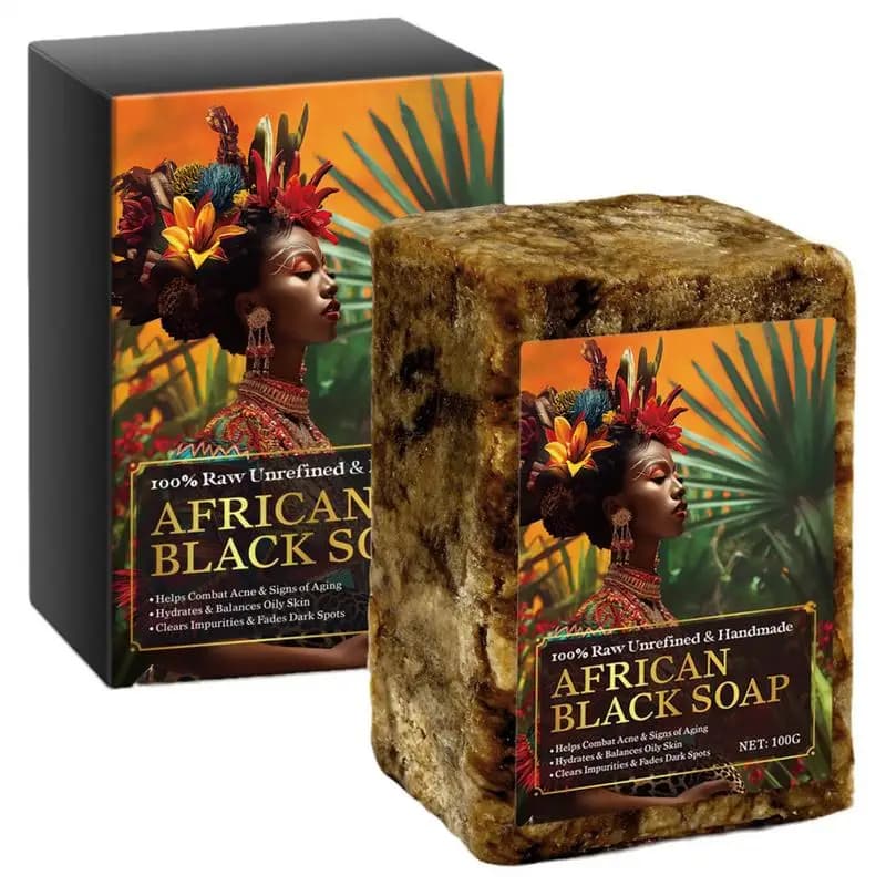 Sapone nero africano Pulizia profonda Esfoliante viso Idratante Pelle Levigante Sapone viso corpo Sapone nutriente e rivitalizzante