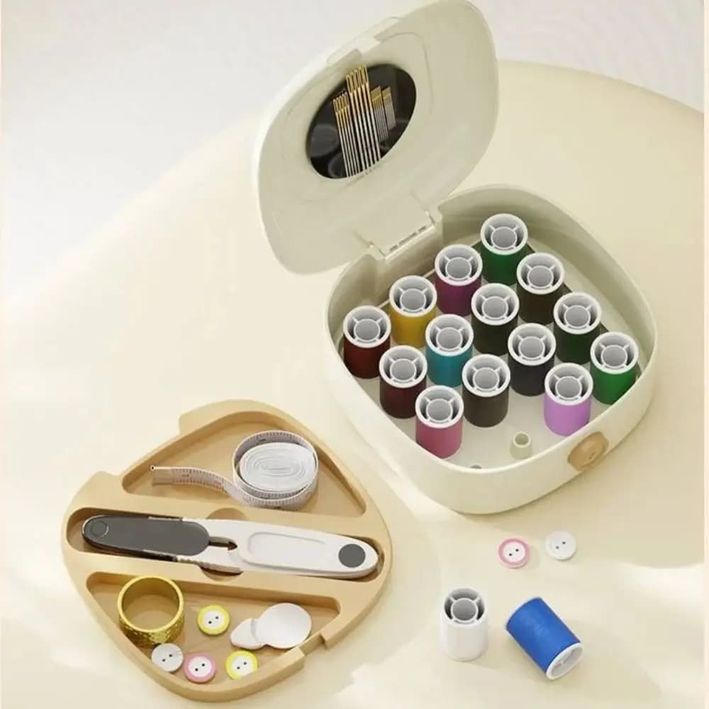 Nuovo set di scatole da cucito magnetiche portatili Kit da cucito magnetico durevole a doppio strato Pratico set da cucito a mano Strumenti per cucire a mano