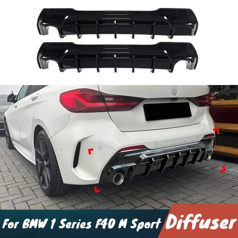 Per BMW Serie 1 F40 M Sport 2019-2024 ABS Plastica Auto Paraurti Posteriore Diffusore Splitter Spoiler Nero Kit Corpo In Carbonio