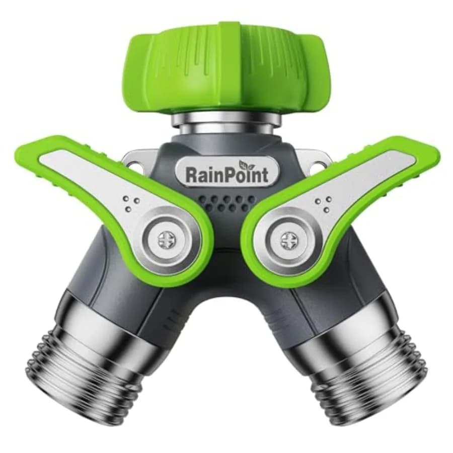 Sdoppiatore per Tubo da Giardino a Y, Resistente, con Valvole di Chiusura, Corpo 100% in Metallo, per Esterni, .9"