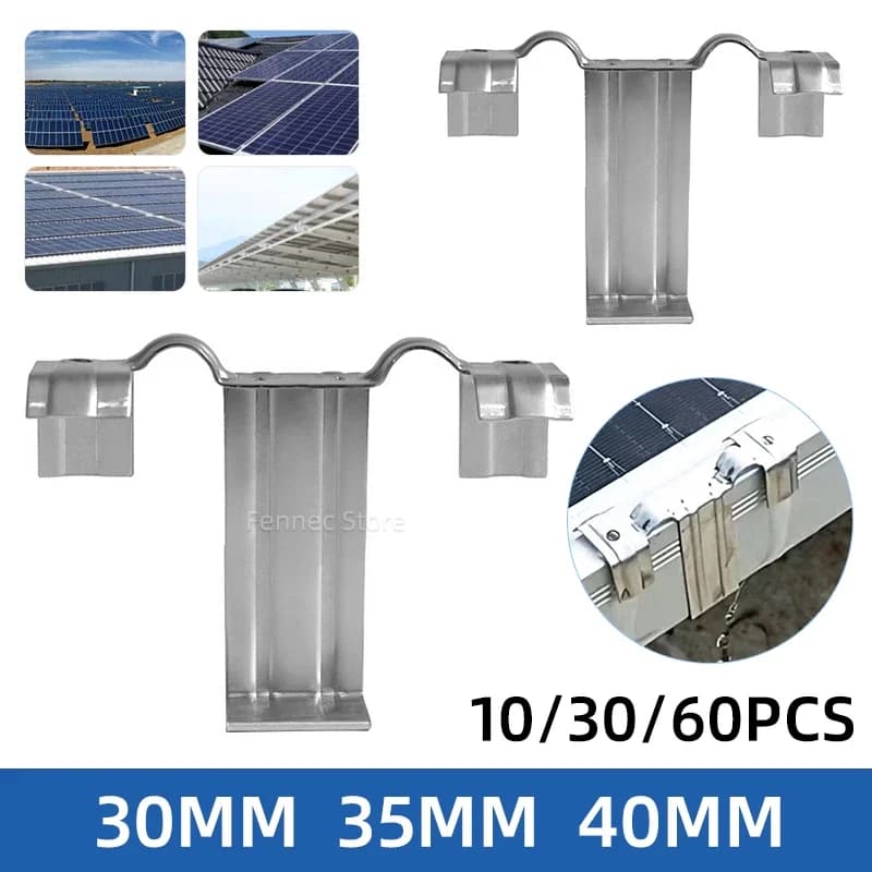 30/35/40mm Pannello solare in acciaio inossidabile Guida acqua fotovoltaica Clip Pannello componente di pulizia Deflettore Scarico fango 10/30/60 pezzi