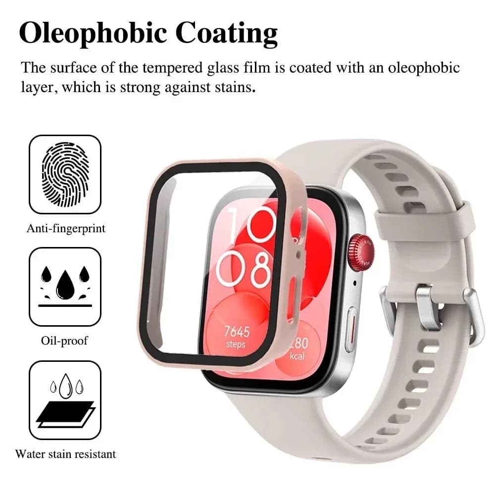 Cover for PC + tempered glass for Huawei Watch Fit 3/4 Full Cover Screen Protector for Huawei Watch Fit 4 Pro Protective Cover